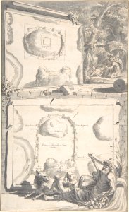Two Maps of Ancient Rome with a River God and Romulus and Remus MET DP800333