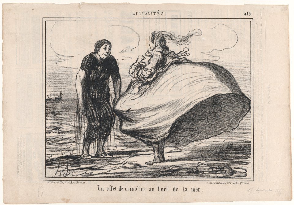 Un effet de crinoline au bord de la mer, from Actualités, published in Le Charivari, September 17, 1857 MET DP876661