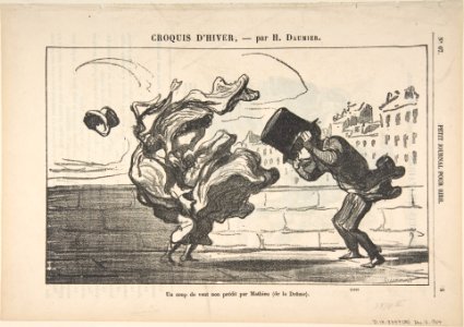 Un Coup de Vent non Prédit par Mathieu (de la Drôme), Plate 1 of Croquis d'Hiver, published in le Petit Journal pour rire MET DP808859