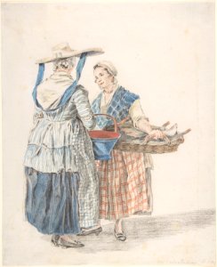 Two Market Women MET DP800554. Free illustration for personal and commercial use.