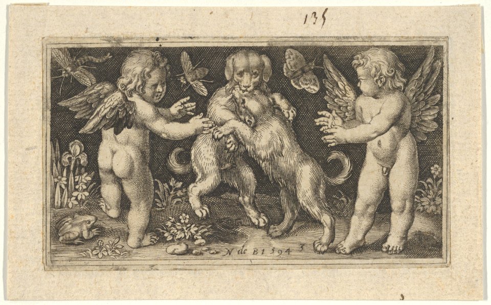 Two Genii with Two Dogs Fighting MET DP837164