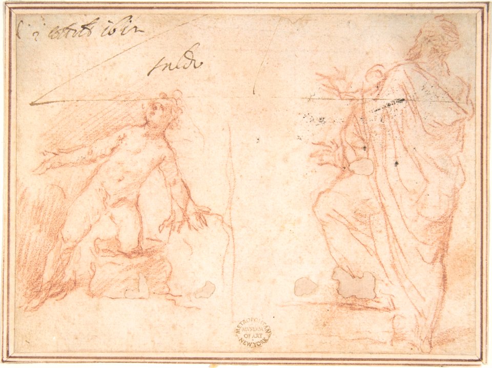 Two Figures- Nude Youth on One Knee, Man Standing with Left Foot Raised MET DP802248