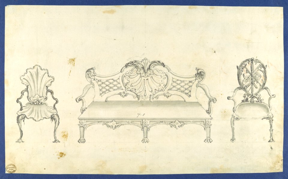 Two Garden Chairs and Long Seat, in Chippendale Drawings, Vol. I MET DP104137