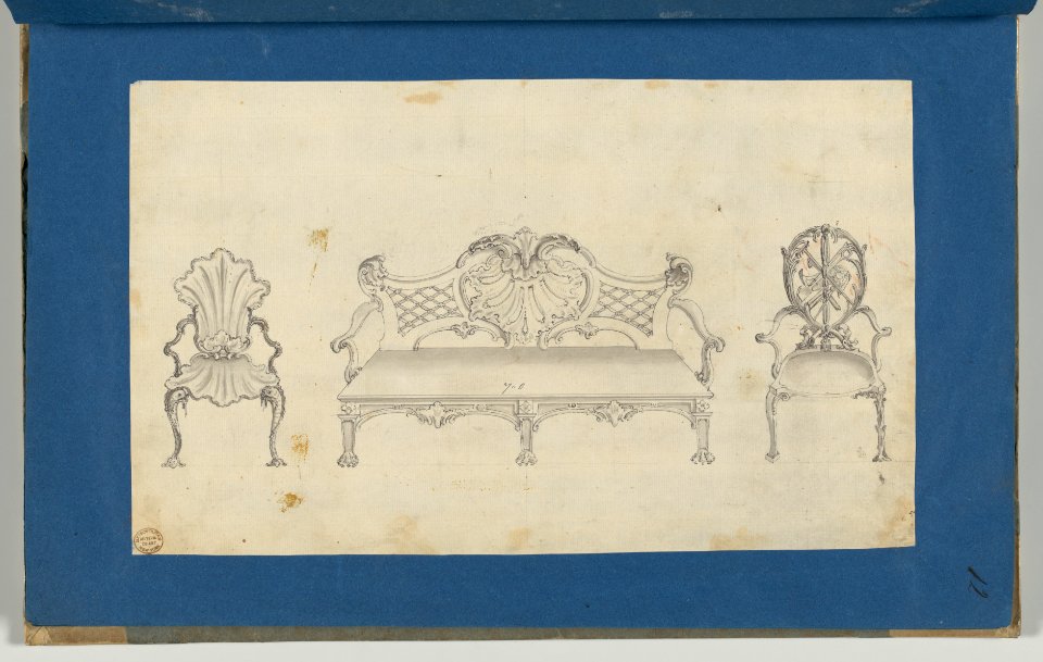 Two Garden Chairs and Long Seat, in Chippendale Drawings, Vol. I MET DP-14278-012