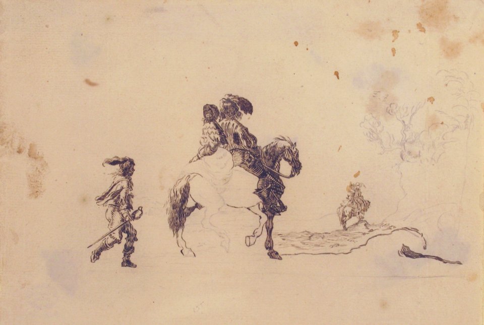 Two Figures on Horseback, a Soldier Walking Behind MET 1975.131.6