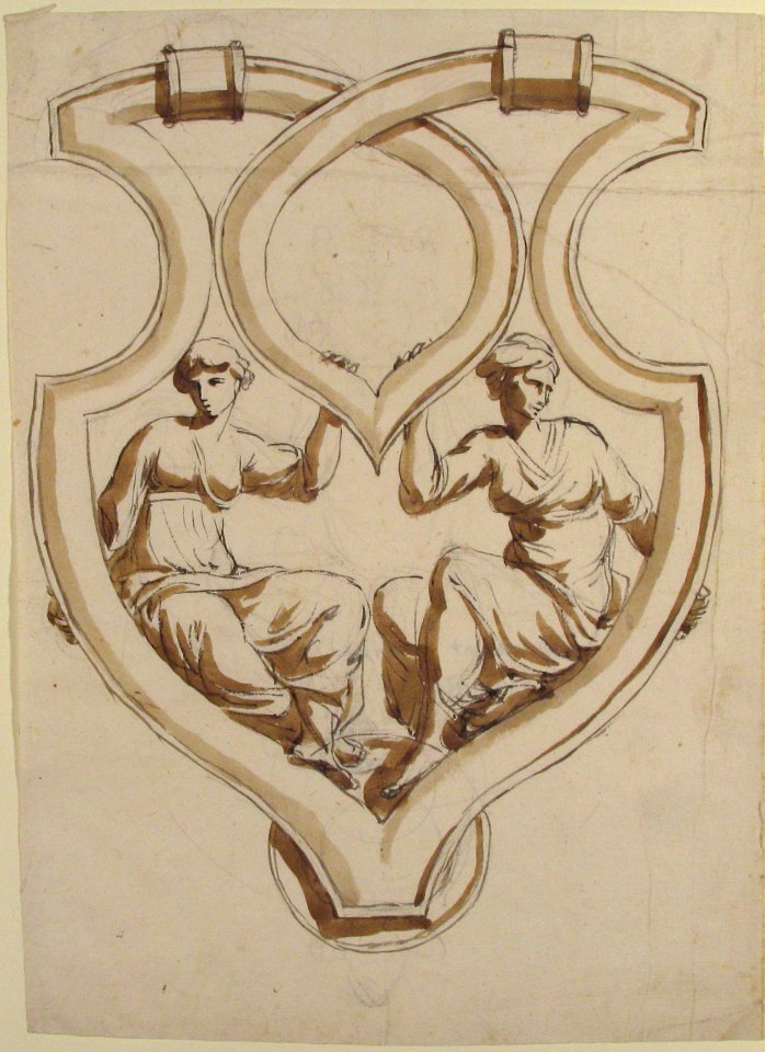 Two Female Figures in Interlaced Cartouche Design for Door Knocker MET 54.611.2