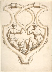 Two Female Figures in Interlaced Cartouche Design for Door Knocker MET DP809011