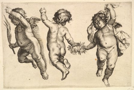 Two cherubs dancing with a small boy, not by Hollar MET DP823150