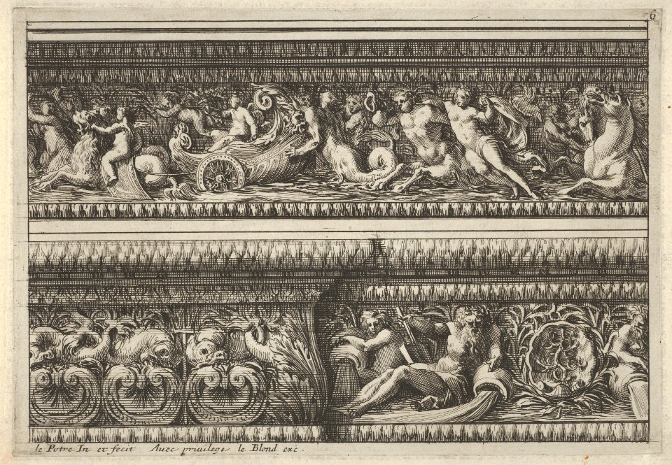 Two decorates Frieze Designs for Cornices, from- Frise pour les architraves, corniches et autres ornaments d'architecture MET DP834296