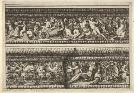 Two decorates Frieze Designs for Cornices, from- Frise pour les architraves, corniches et autres ornaments d'architecture MET DP834296