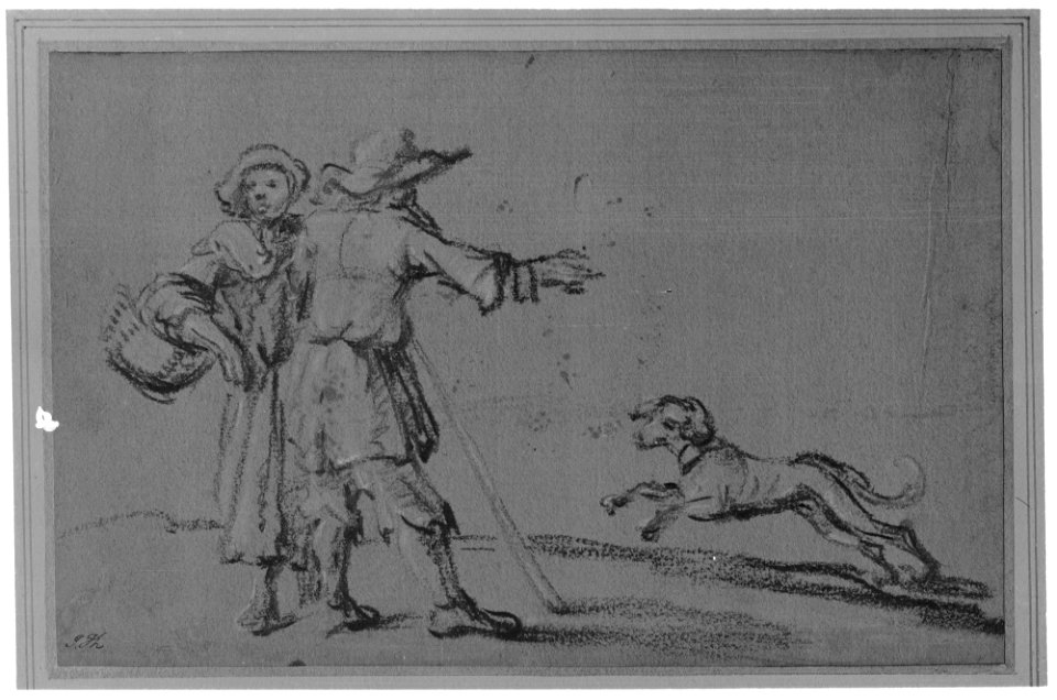 Two Figures and a Dog MET 579