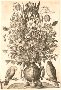 Vase of Flowers with Two Birds MET DP152102