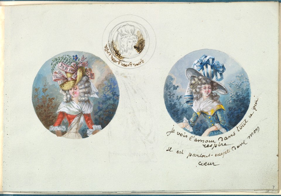 Two Costume Designs or Portrait Types and a Sketch MET DP825814