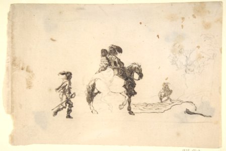 Two Figures on Horseback, a Soldier Walking Behind MET DP809331