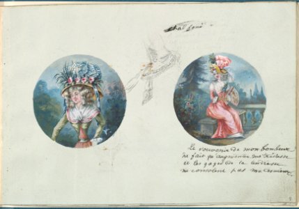Two Costume Designs or Portrait Types and a Third Costume Sketch MET DP825812