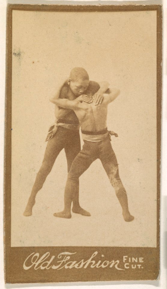 Two boys wrestling, from the "Negro Subjects" series (N692) promoting Old Fashion Fine Cut Tobacco MET DPB870033