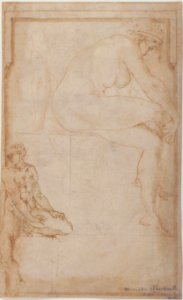 Two Figures in an Architectural Setting- A Female Nude Seated in a Profile View and a Seated Male Nude in a Three-Quarter View with the Left Leg Bent MET 1995.304