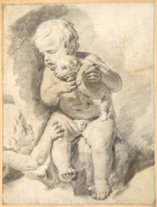 Two Boys with a Puppy MET DP801044