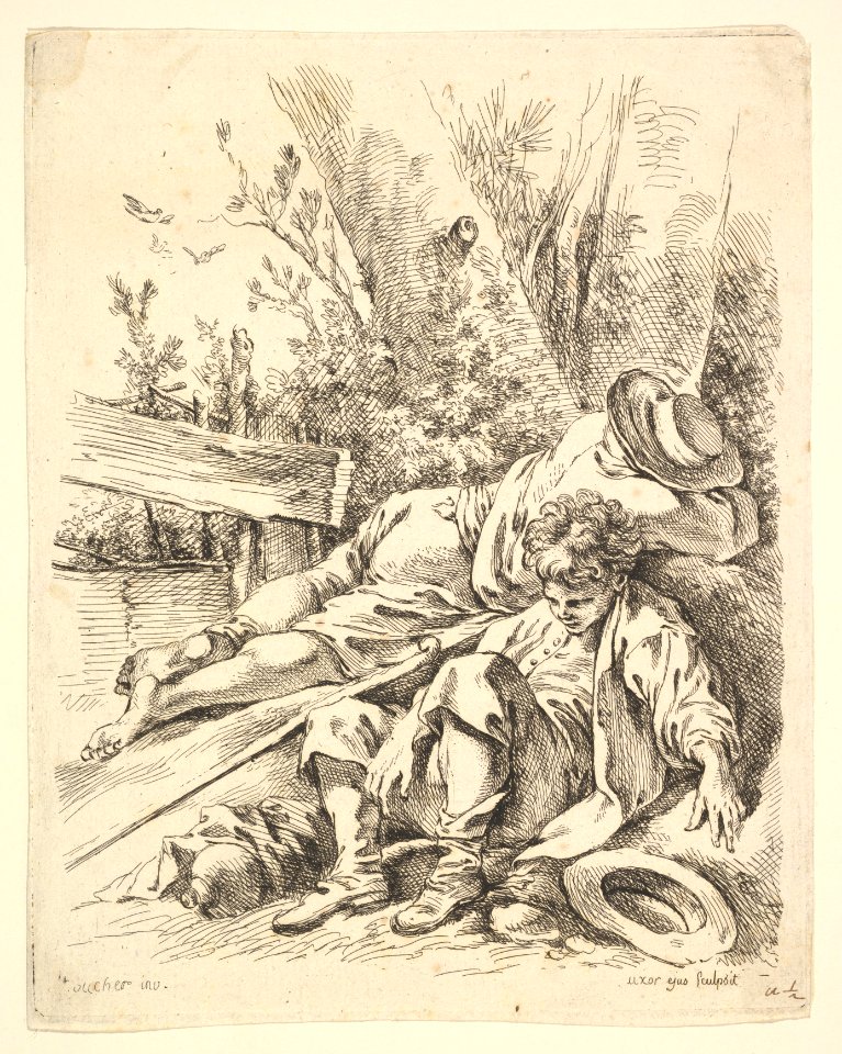 Two Boys Sleeping Besides a Tree MET DP825526