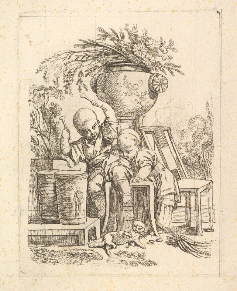Two Children, One Playing the Drum MET DP826276