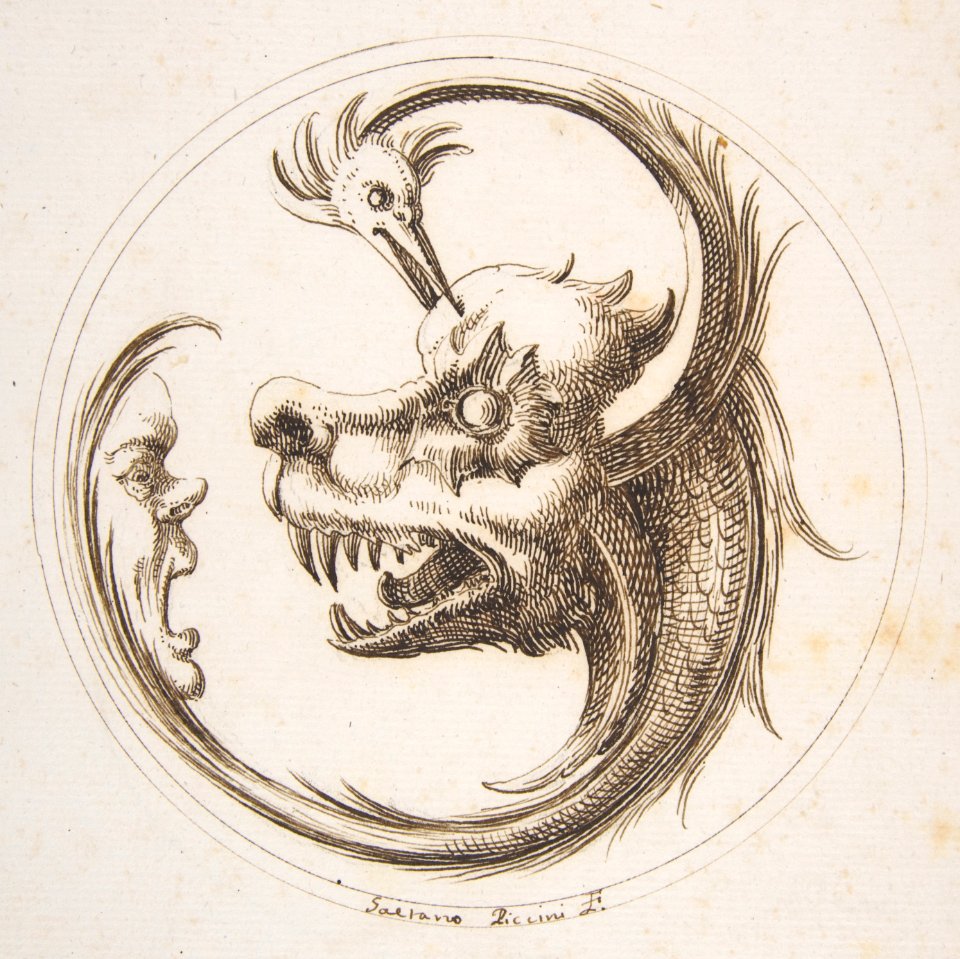 Two Beasts and a Human Mask within a Circle MET DP811146