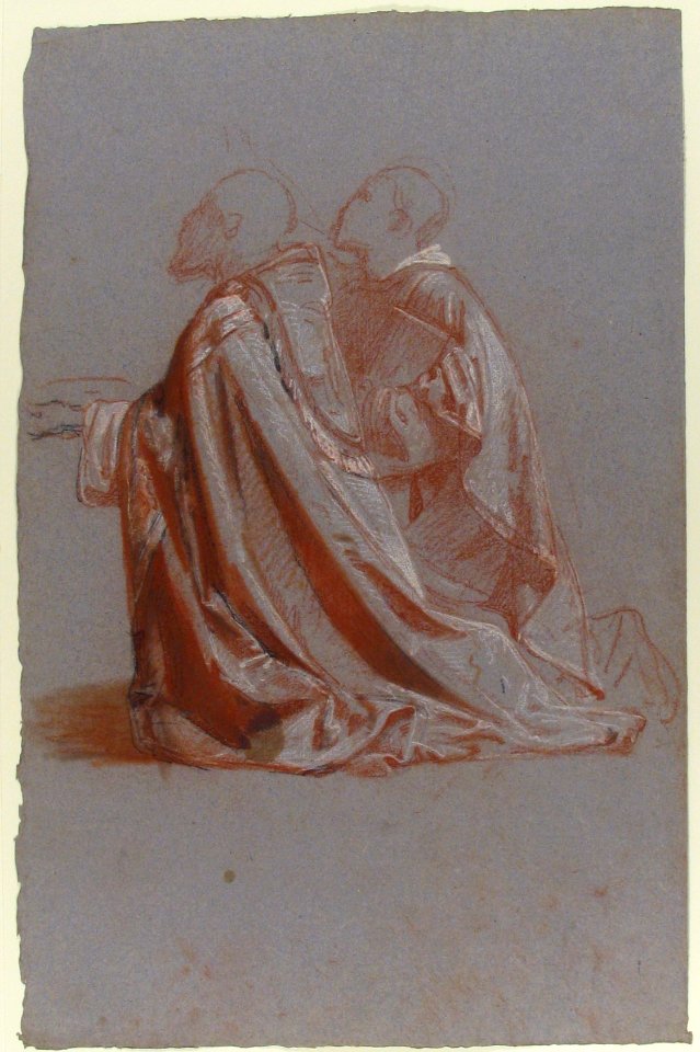 Two Bishops (lower register; study for wall paintings in the Chapel of Saint Remi, Sainte-Clotilde, Paris, 1858) MET 1989.122.20