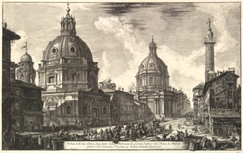 Two churches near Trajan's column, S. Maria di Loreto and Santissimo Nome di Maria (Veduta delle due chiesa, l'una detta della Madonna di Loreto, l'altra del nome di Maria, presso la Colonna Trajana) MET DP828282