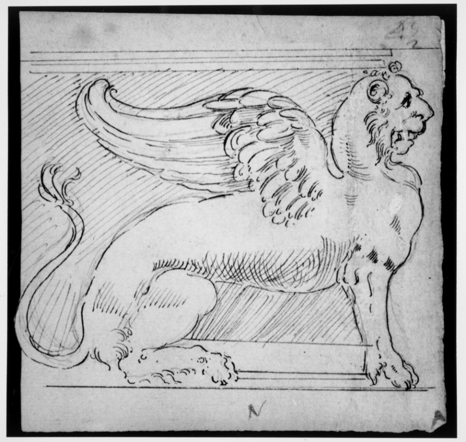Unidentified, furniture support with winged lion motif, elevation MET MM43701