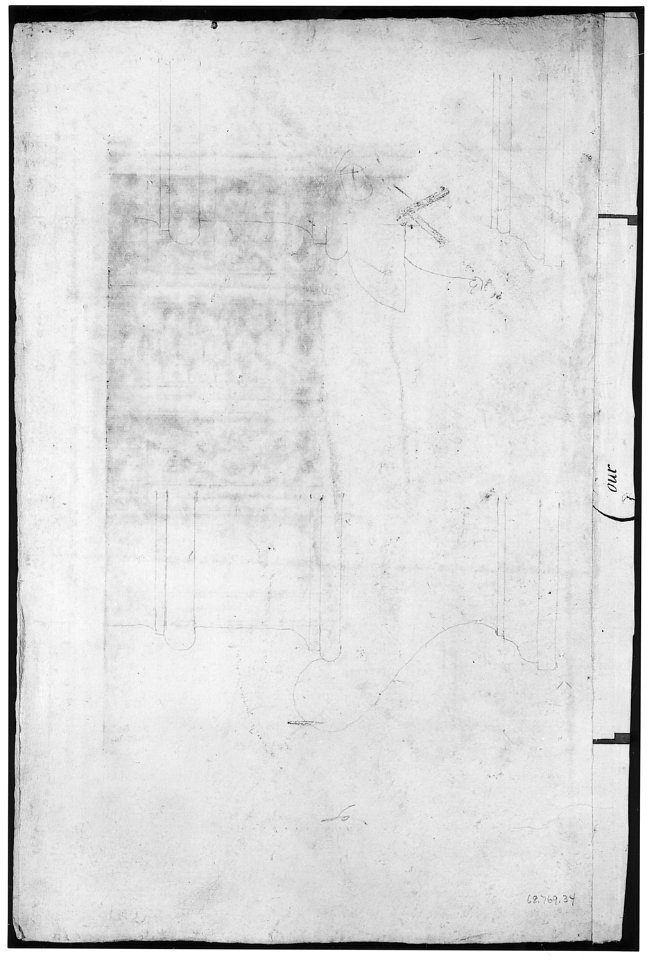 Unidentified, Ionic capital, elevation (recto) blank (verso) MET sf68 769 34v-MM43671