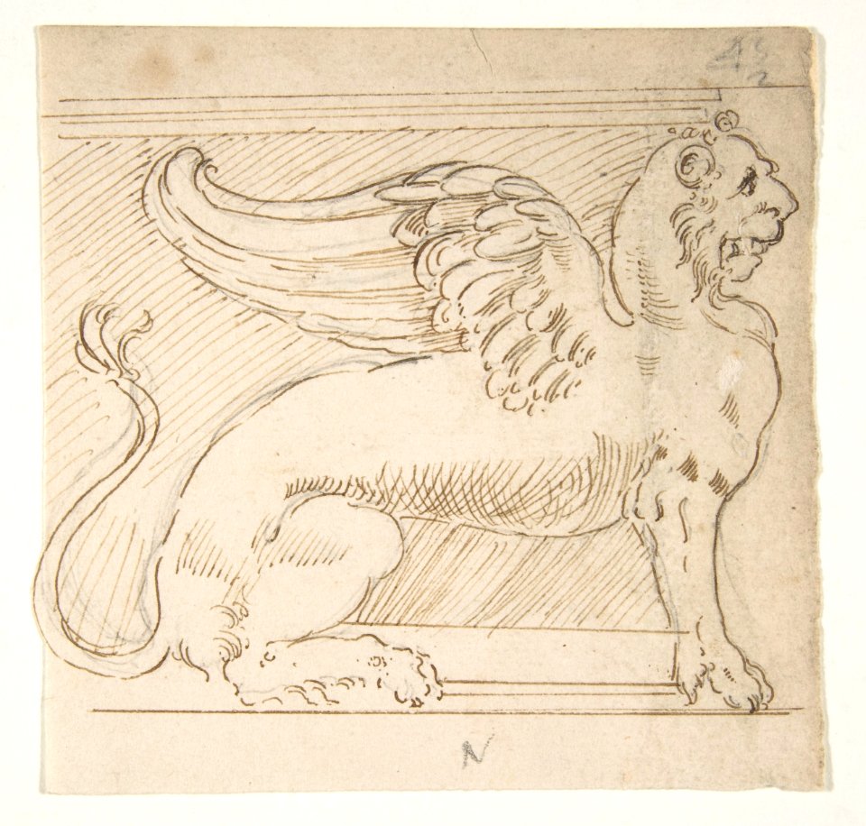 Unidentified, furniture support with winged lion motif, elevation MET DP810743