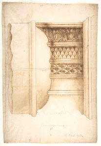 Unidentified, Ionic capital, elevation (recto) blank (verso) MET DP810833