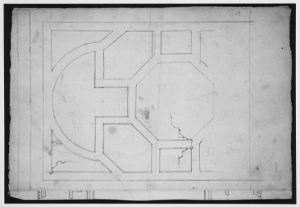 Unidentified, cornice, projection; architrave, projection (recto) Unidentified, ceiling, plan (verso) MET MM43698