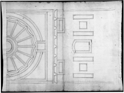 Unidentified, ceiling plan (recto) Pont du Gard, perspective elevation (verso) MET sf49 92 84r-MM33696