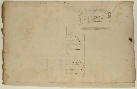 Unidentified, Ionic capital, elevation, front and side (recto) Unidentifed, Ionic capital, section, detail; Ionic capital, elevation, detail (verso) MET 68.769.35verso