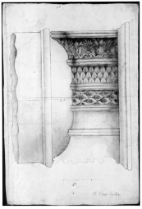 Unidentified, Ionic capital, elevation (recto) blank (verso) MET sf68 769 34r-MM43670