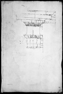 Unidentified, Ionic capitals, two front and side elevations (recto) Doric impost, elevation of entablature (verso) MET MM43678