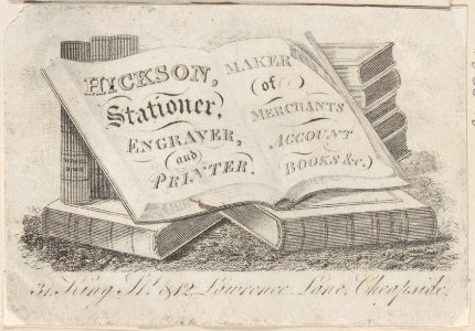 Trade Card for Hickson, Stationer, Engraver, and Printer Met DP885078