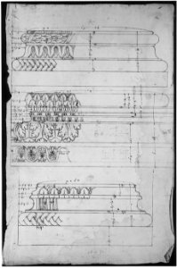 Unidentified, Composite base, elevation; Temple of Concordia, Composite base, elevation; Unidentified, Composite base, elevation (recto) blank (verso) MET sf68 769 39r-MM43679