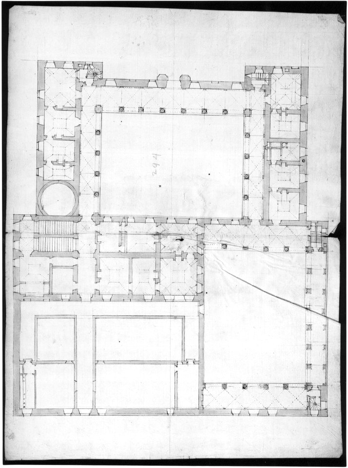 Unidentified building, plan (recto) blank (verso) MET sf49 92 75r-MM33692