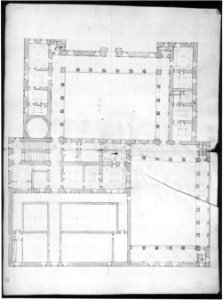 Unidentified building, plan (recto) blank (verso) MET sf49 92 75r-MM33692