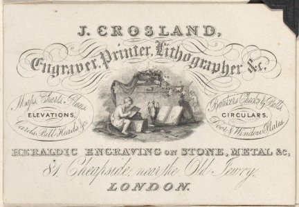 Trade Card for J. Crosland, Engraver, Printer, and Lithographer Met DP885077