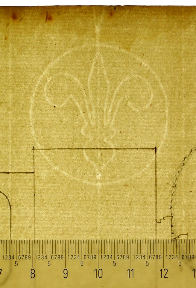 Unidentified , orthographic study, plans and section (recto) Rhomicuboctahedron, skeletal, perspective; elevation, perspective projection (verso) MET sf49 92 66-watermark