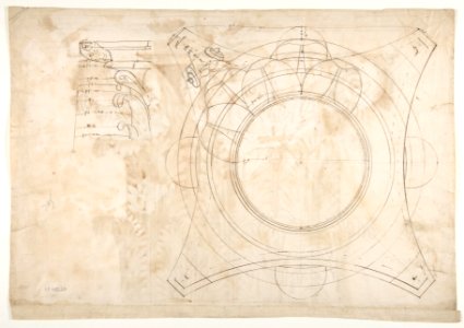 Unknown, Corinthian capital, elevation (recto) Unknown, Corinthian capital, plan diagram and detail (verso) MET DP810839