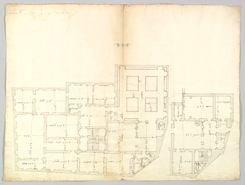 Unidentified palace, plan (recto) blank (verso) MET DP819289