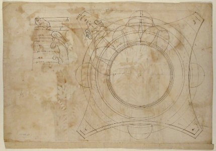 Unknown, Corinthian capital, elevation (recto) Unknown, Corinthian capital, plan diagram and detail (verso) MET 68.769.23verso