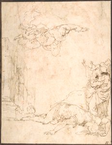 Unidentified Scene- Figures Watching a Fallen Giant and Another Figure Levitating MET DP800296