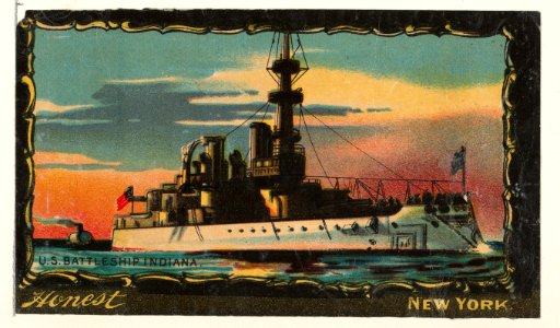 U.S. Battleship Indiana, from the Transparencies series (N137) issued by W. Duke, Sons & Co. to promote Honest Long Cut Tobacco MET DP865659. Free illustration for personal and commercial use.
