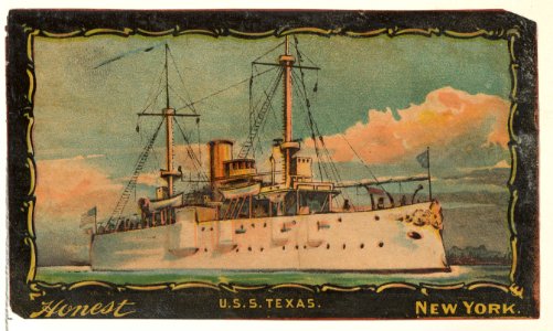 U.S.S. Texas, from the Transparencies series (N137) issued by W. Duke, Sons & Co. to promote Honest Long Cut Tobacco MET DP865663. Free illustration for personal and commercial use.