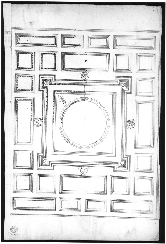 Unidentified, ceiling plan (recto) Palazzo Farnese, ceiling plan (verso) MET sf49 92 87v-MM35211