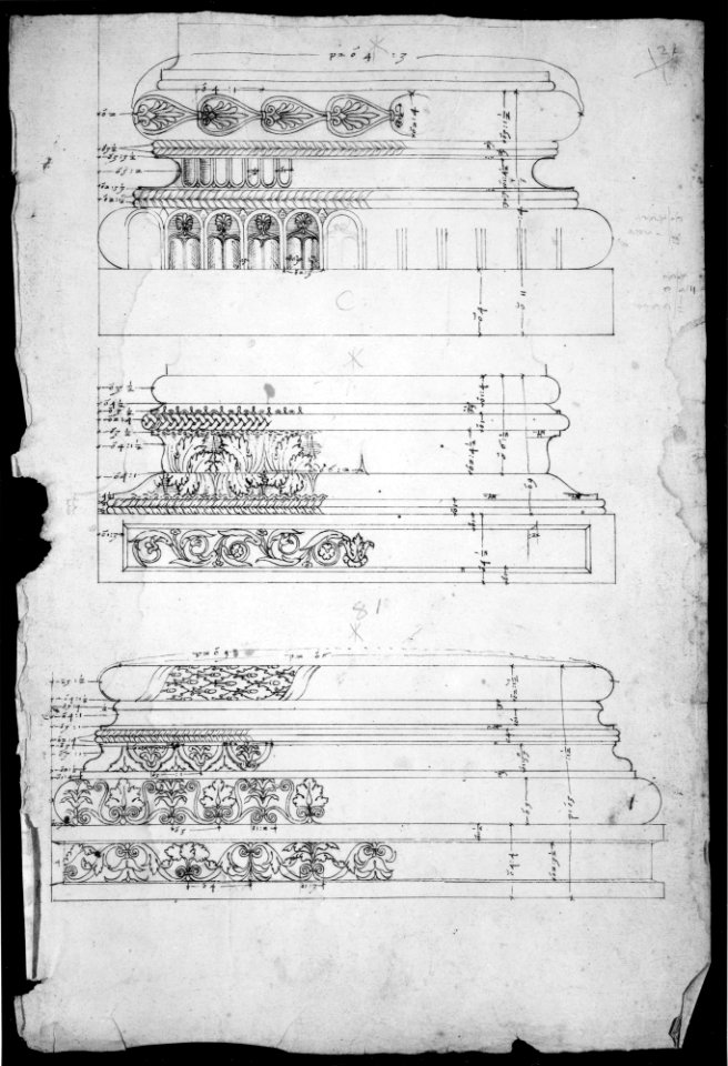 Unidentified, Composite base, elevation; Unidentified, Composite base, elevation; Unidentified, Composite base, elevation (recto) blank (verso) MET MM43680
